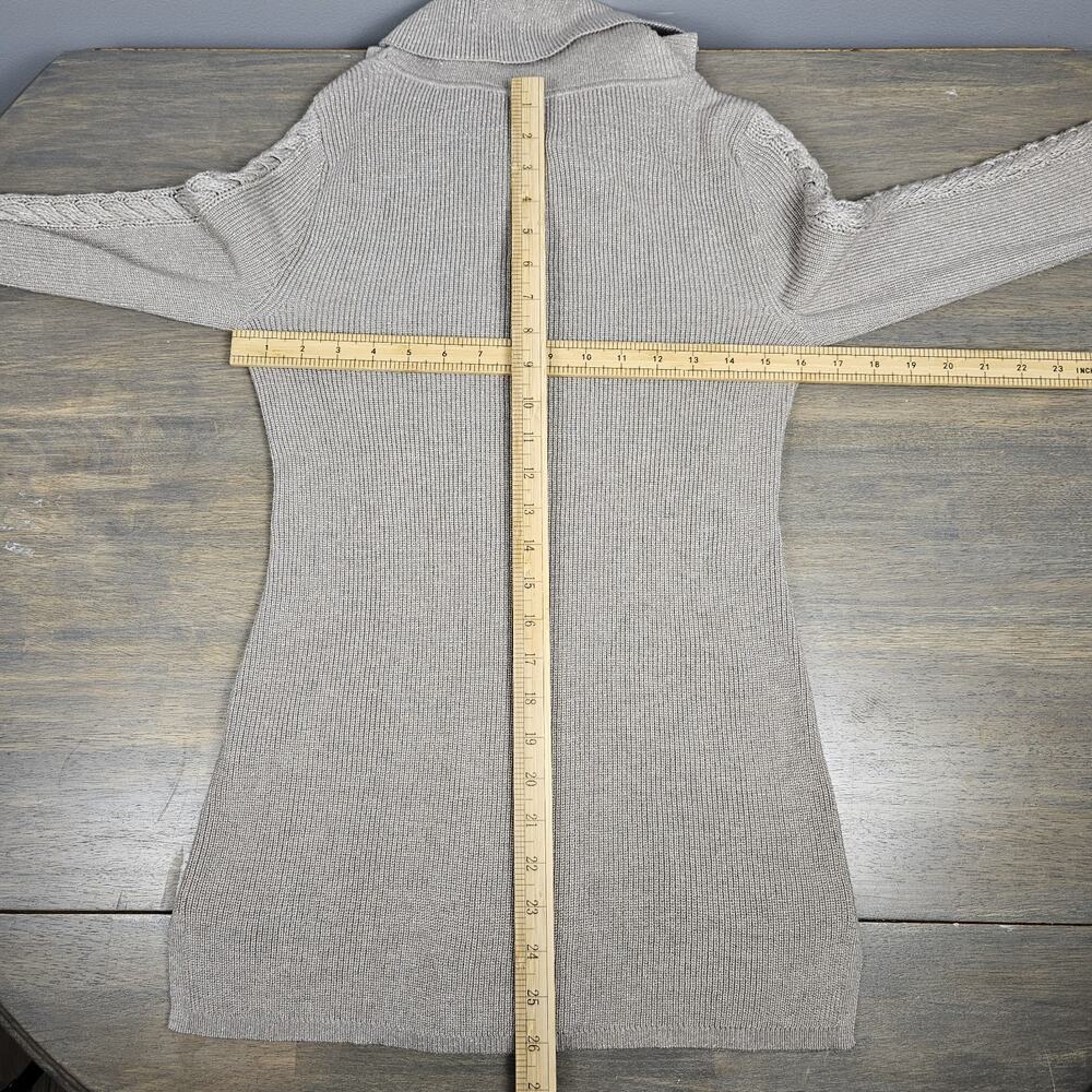 White House Black Market Women’s Size XS Metallic Cowl Neck Sweater Cable Knit - Picture 8 of 8